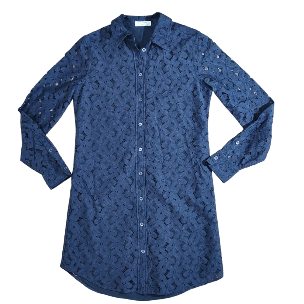 Equipment Brett navy lace tunic shirtdress XS